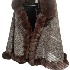 Vince Camuto Faux Fur Cape in Rich Brown